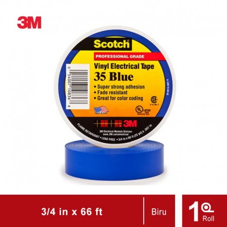 Isolasi Listrik 3M Scotch 35 Vinyl Electrical - Biru - (19mm x 20m)