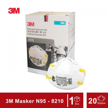 3M N95 Particulate Respirator 8210 (Masker 3M), 20 each/box, 8 boxes/case