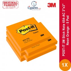 Jual POST-IT 3M Stick Note 654-AC 3"x3" Neon Orange - 5 Pad